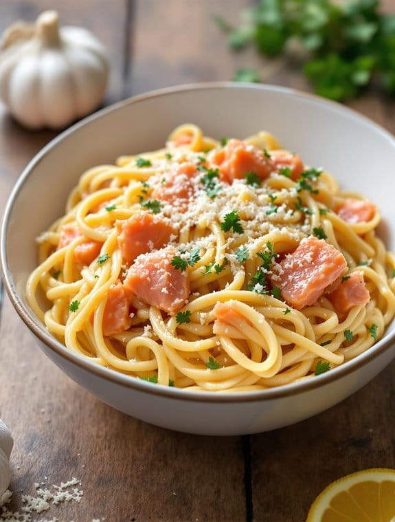canned salmon pasta dish