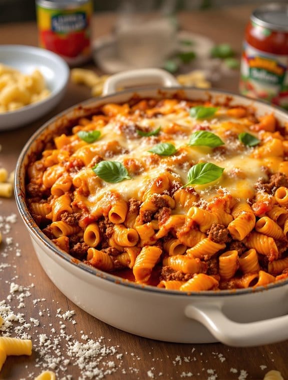 cheesy pasta casserole dish
