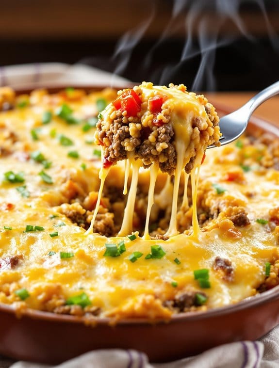cheesy quinoa beef casserole