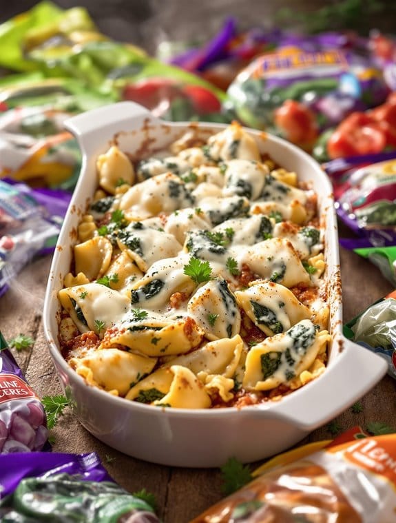 cheesy spinach stuffed pasta