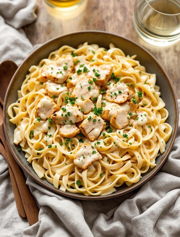 creamy chicken alfredo dish