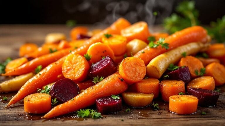 crispy caramelized root vegetables