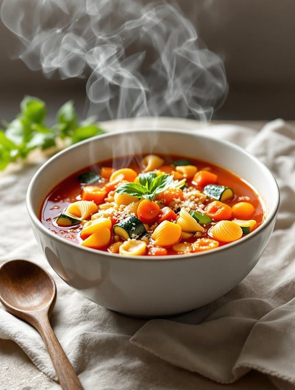 shellbows in pasta soup