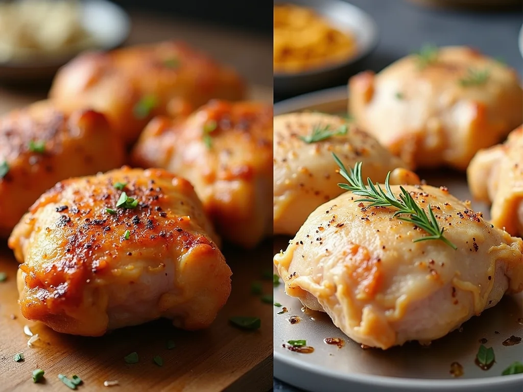 Choosing between skin on and skinless chicken thighs boils down to your cooking goals