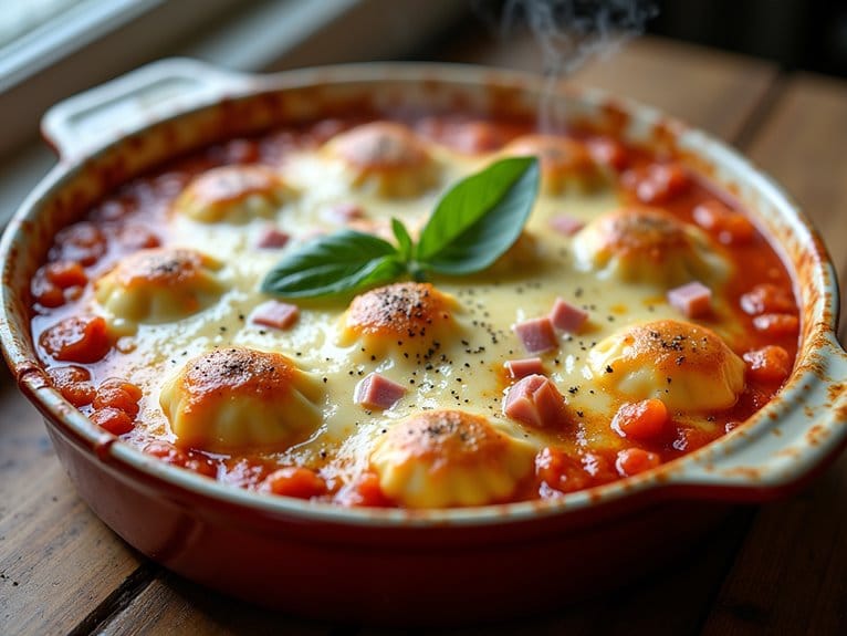 ravioli with ham and cheese